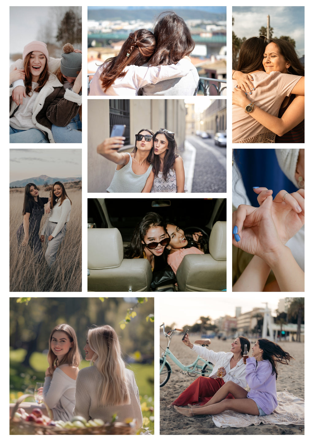FrameYourMemories Customized 9-Photo Friendship Collage Frame – Personalized Best Friends Photo Grid (12x8 Inch, 0.5 Inch Breadth)