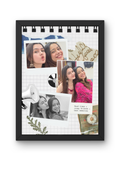 FrameYourMemories Customized Retro Spiral Journal Friendship Frame – Aesthetic 3-Photo Polaroid Collage Frame with Quote (12x8 Inch, 0.5 Inch Breadth)