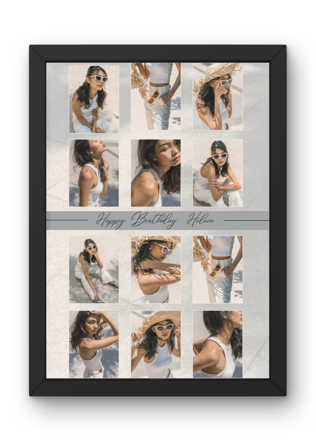 FrameYourMemories Customized 12-Photo Grid Collage Frame – Personalized Birthday & Memories Photo Frame (12x8 Inch, 0.5 Inch Breadth)