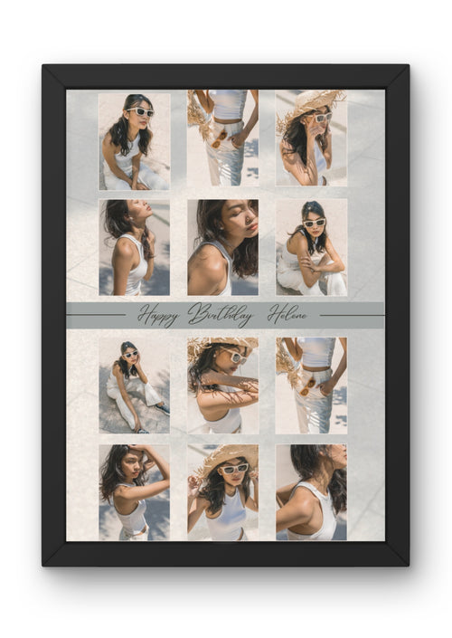 FrameYourMemories Customized 12-Photo Grid Collage Frame – Personalized Birthday & Memories Photo Frame (12x8 Inch, 0.5 Inch Breadth)