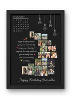 FrameYourMemories Customized Birthday Calendar Photo Frame – Personalized Bestie Mosaic Collage Frame (12x8 Inch, 0.5 Inch Breadth)