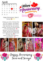 FrameYourMemories Customized Happy Anniversary Calendar Photo Frame – Personalized Couples Wedding Collage Frame (12x8 Inch, 0.5 Inch Breadth)