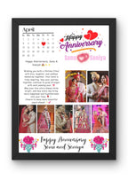 FrameYourMemories Customized Happy Anniversary Calendar Photo Frame – Personalized Couples Wedding Collage Frame (12x8 Inch, 0.5 Inch Breadth)