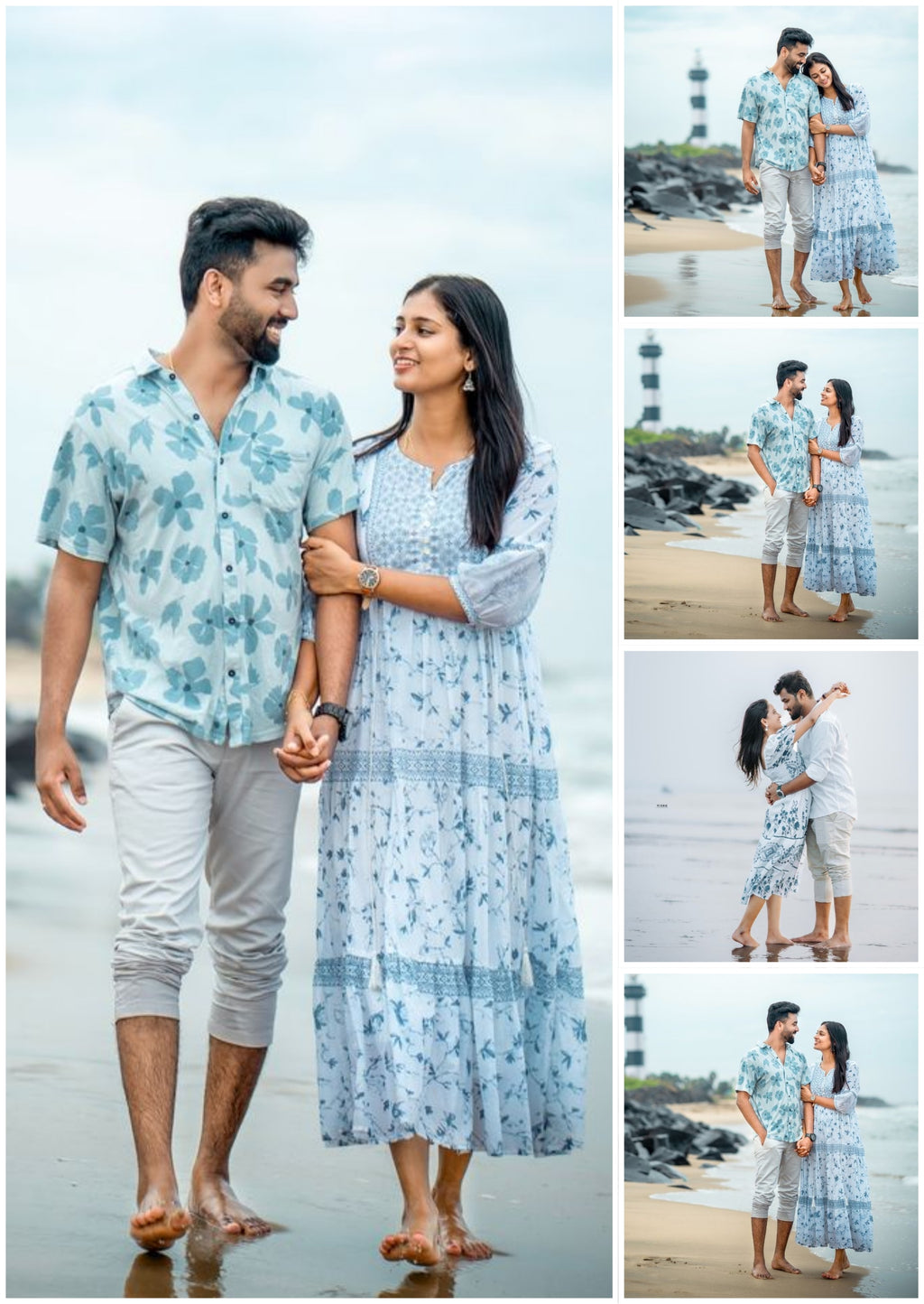 FrameYourMemories Customized 5-Photo Romantic Couples Collage Frame – Personalized Beach & Travel Photo Grid (12x8 Inch, 0.5 Inch Breadth)