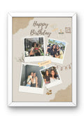 FrameYourMemories Customized Aesthetic Vintage Scrapbook Birthday Frame – Personalized Polaroid Collage Frame (12x8 Inch, 0.5 Inch Breadth)