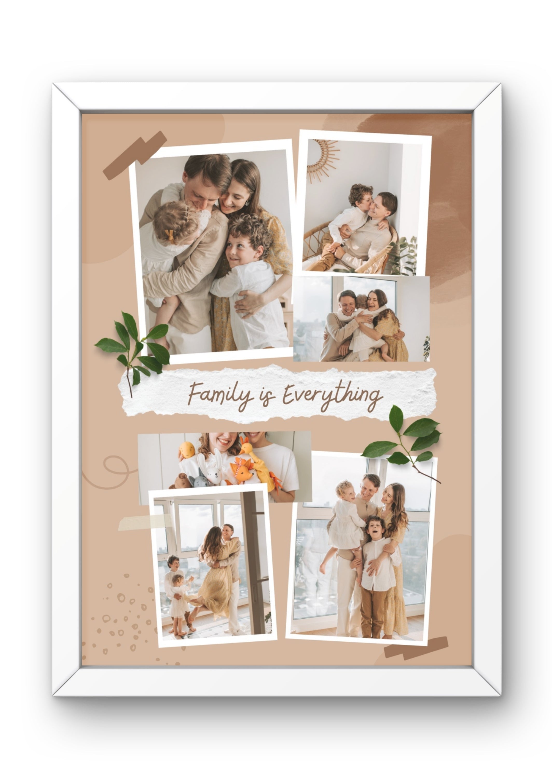 FrameYourMemories Customized Warm Boho Family Collage Frame – "Family is Everything" Photo Scrapbook Frame (12x8 Inch, 0.5 Inch Breadth)