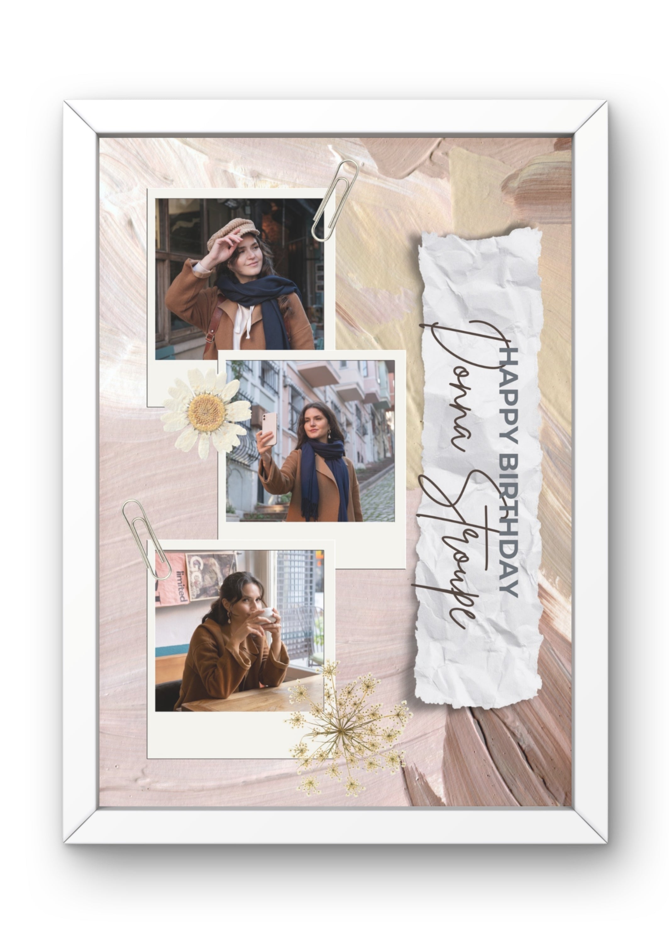 FrameYourMemories Personalized Scrapbook Style Photo Frame – Customized Birthday Collage Frame (12x8 Inch, 0.5 Inch Breadth)