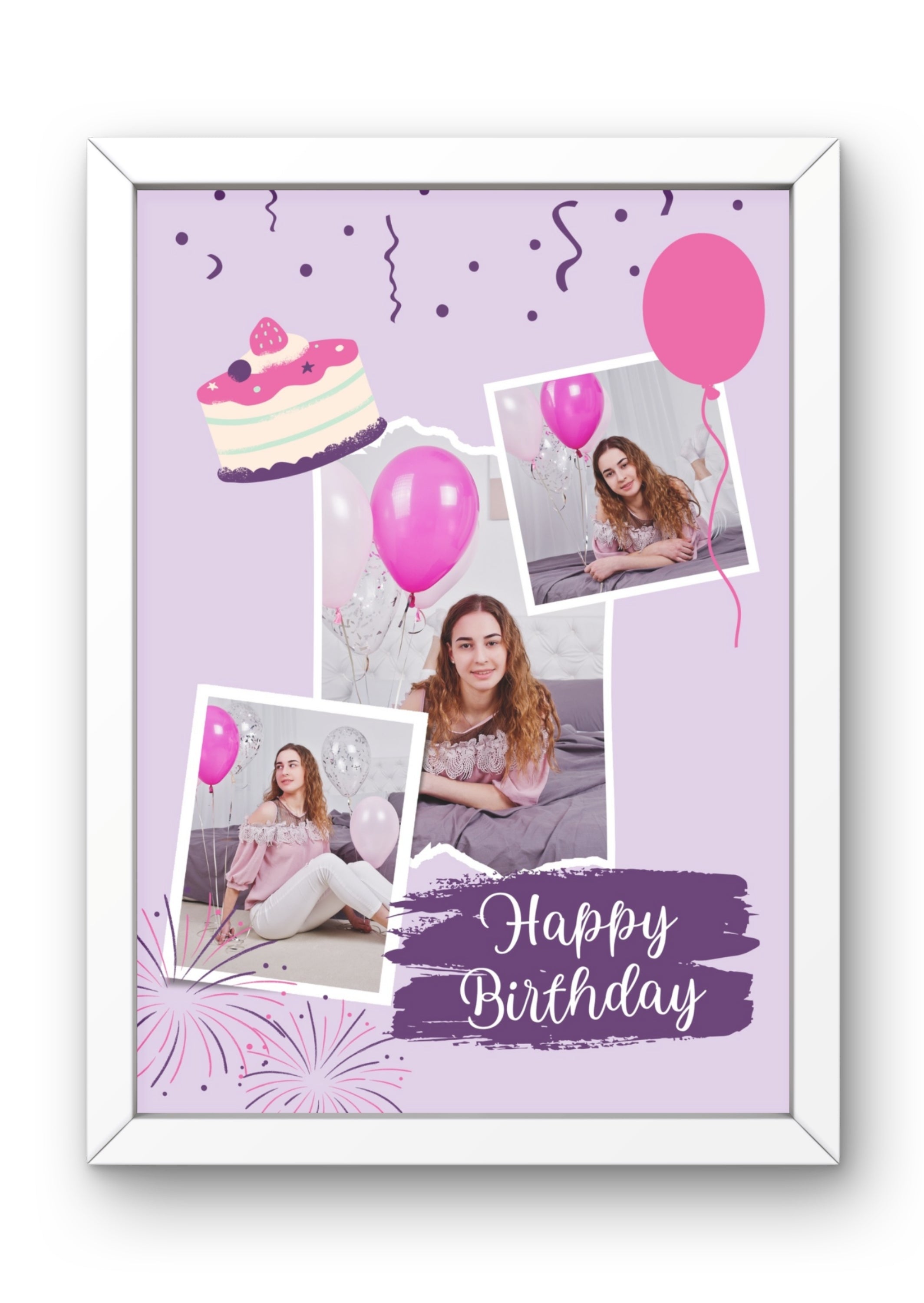 FrameYourMemories Personalized Happy Birthday Photo Frame – Customized Celebration Collage Frame (12x8 Inch, 0.5 Inch Breadth)