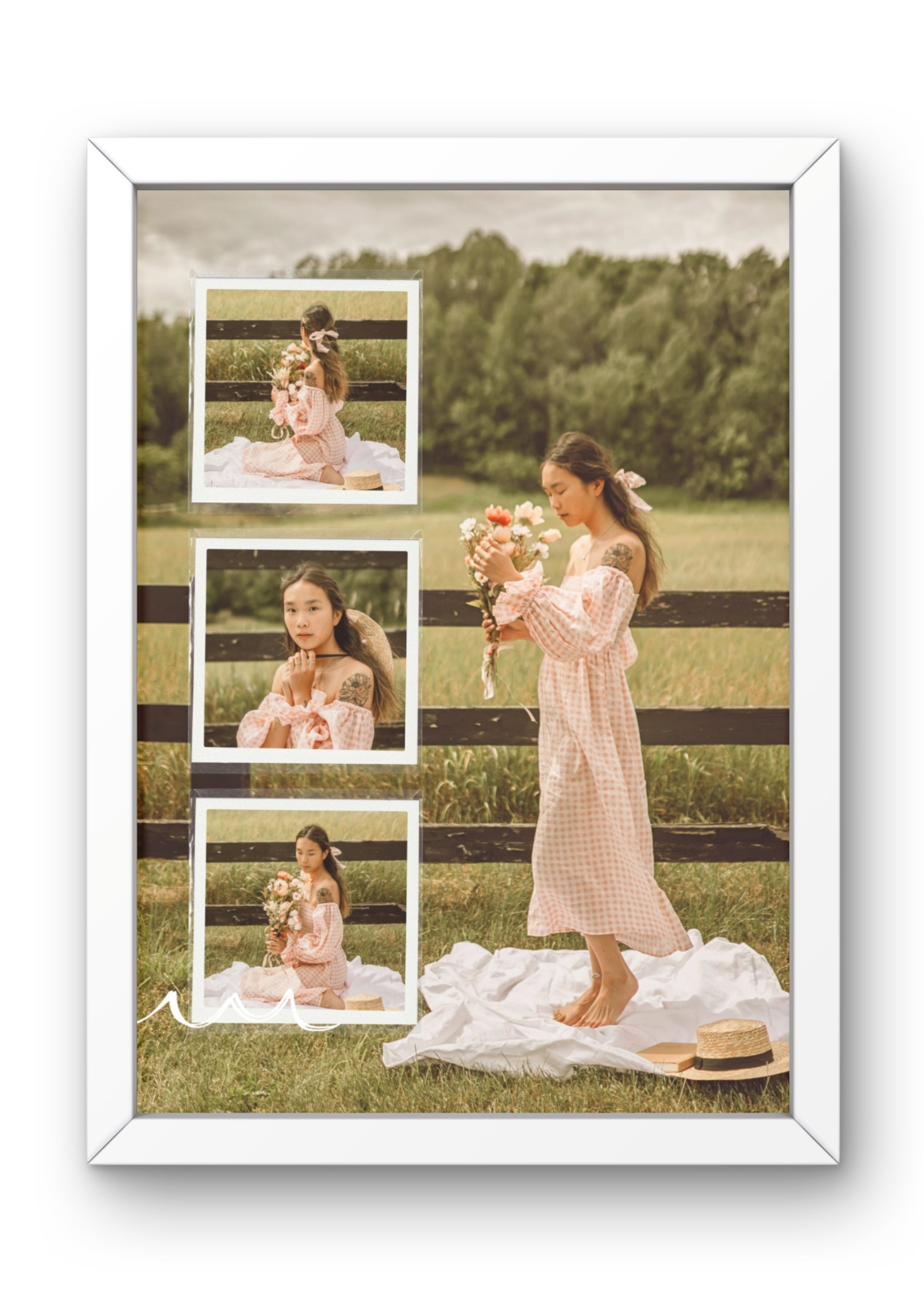 FrameYourMemories Aesthetic Outdoor Polaroid Photo Frame – Customized Nature & Portrait Collage Frame (12x8 Inch, 0.5 Inch Breadth)