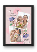 FrameYourMemories Customized Watercolor Floral Photo Frame – Personalized Mother & Daughter Collage Frame (12x8 Inch, 0.5 Inch Breadth)