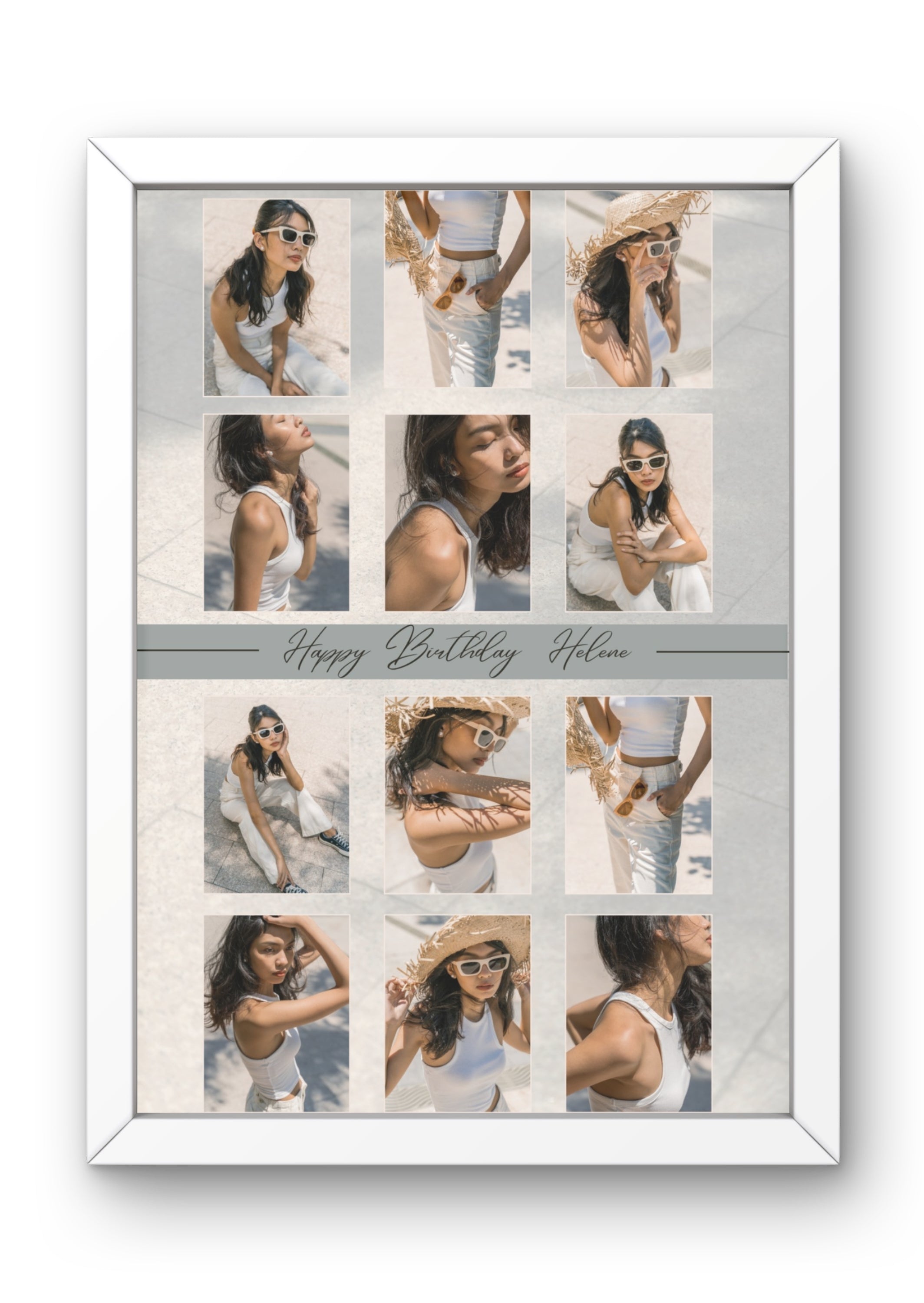 FrameYourMemories Customized 12-Photo Grid Collage Frame – Personalized Birthday & Memories Photo Frame (12x8 Inch, 0.5 Inch Breadth)