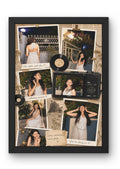 FrameYourMemories Customized Vintage Aesthetic Camera & Vinyl Scrapbook Frame – 7-Photo Polaroid Collage Frame with Retro Quotes (12x8 Inch, 0.5 Inch Breadth)