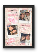 FrameYourMemories Customized Romantic Soft Pink Floral Polaroid Frame – Aesthetic 3-Photo Couple Collage Frame with Love Quotes (12x8 Inch, 0.5 Inch Breadth)