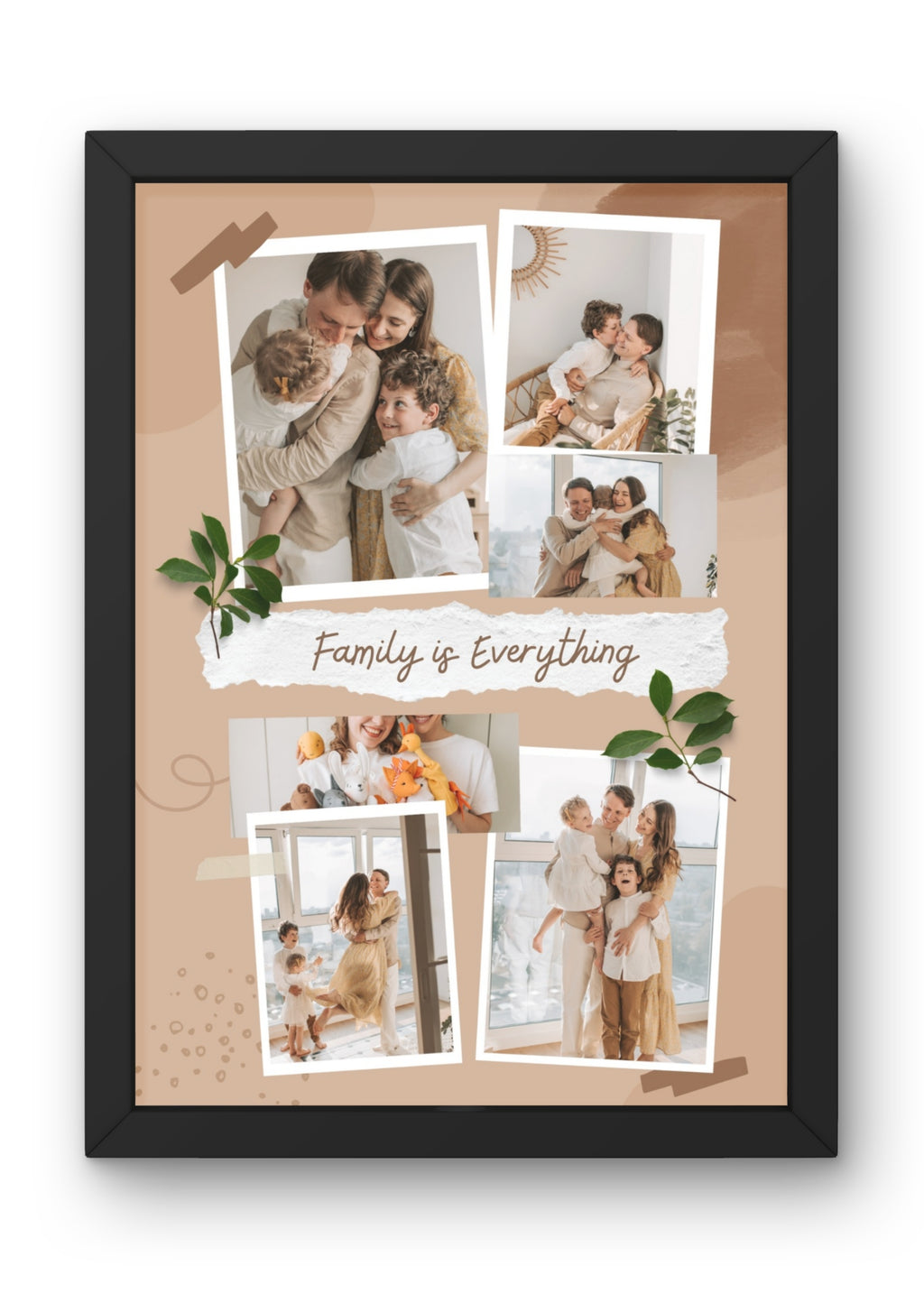 FrameYourMemories Customized Warm Boho Family Collage Frame – "Family is Everything" Photo Scrapbook Frame (12x8 Inch, 0.5 Inch Breadth)