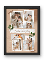 FrameYourMemories Customized Warm Boho Family Collage Frame – "Family is Everything" Photo Scrapbook Frame (12x8 Inch, 0.5 Inch Breadth)