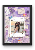 FrameYourMemories Customized Lavender Aesthetic Instagram Post Frame – Solo Portrait Scrapbook Frame with Positive Quotes (12x8 Inch, 0.5 Inch Breadth)