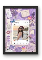 FrameYourMemories Customized Lavender Aesthetic Instagram Post Frame – Solo Portrait Scrapbook Frame with Positive Quotes (12x8 Inch, 0.5 Inch Breadth)