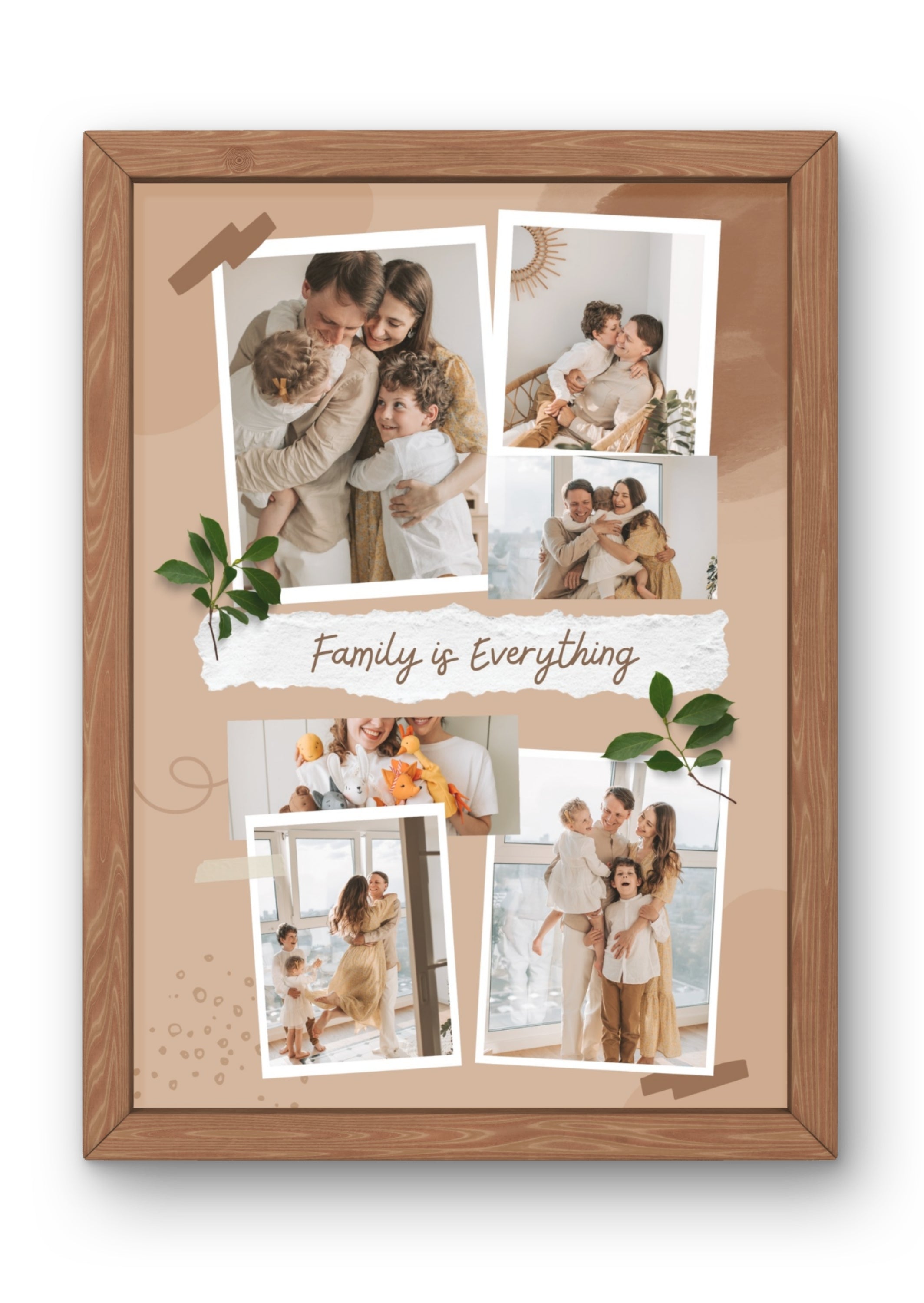FrameYourMemories Customized Warm Boho Family Collage Frame – "Family is Everything" Photo Scrapbook Frame (12x8 Inch, 0.5 Inch Breadth)