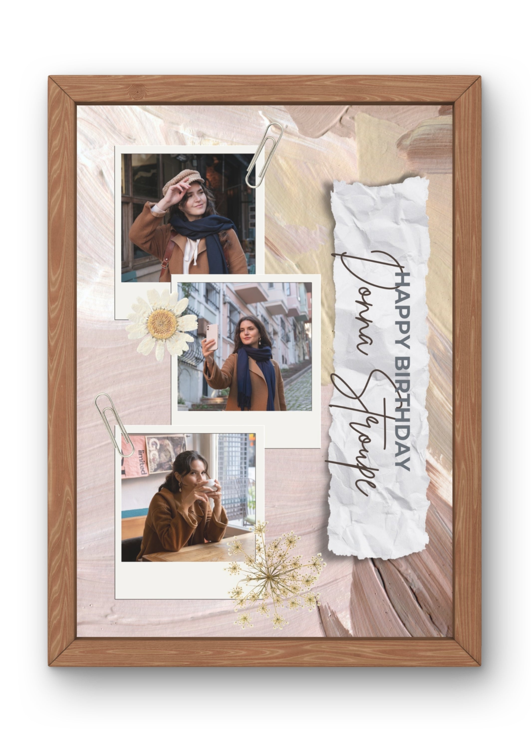 FrameYourMemories Personalized Scrapbook Style Photo Frame – Customized Birthday Collage Frame (12x8 Inch, 0.5 Inch Breadth)