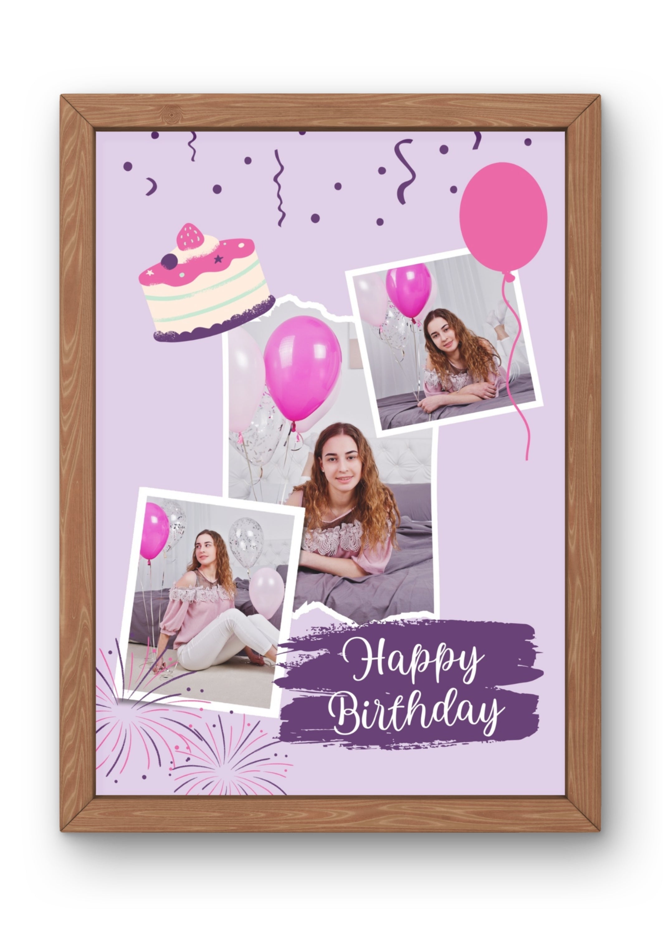 FrameYourMemories Personalized Happy Birthday Photo Frame – Customized Celebration Collage Frame (12x8 Inch, 0.5 Inch Breadth)