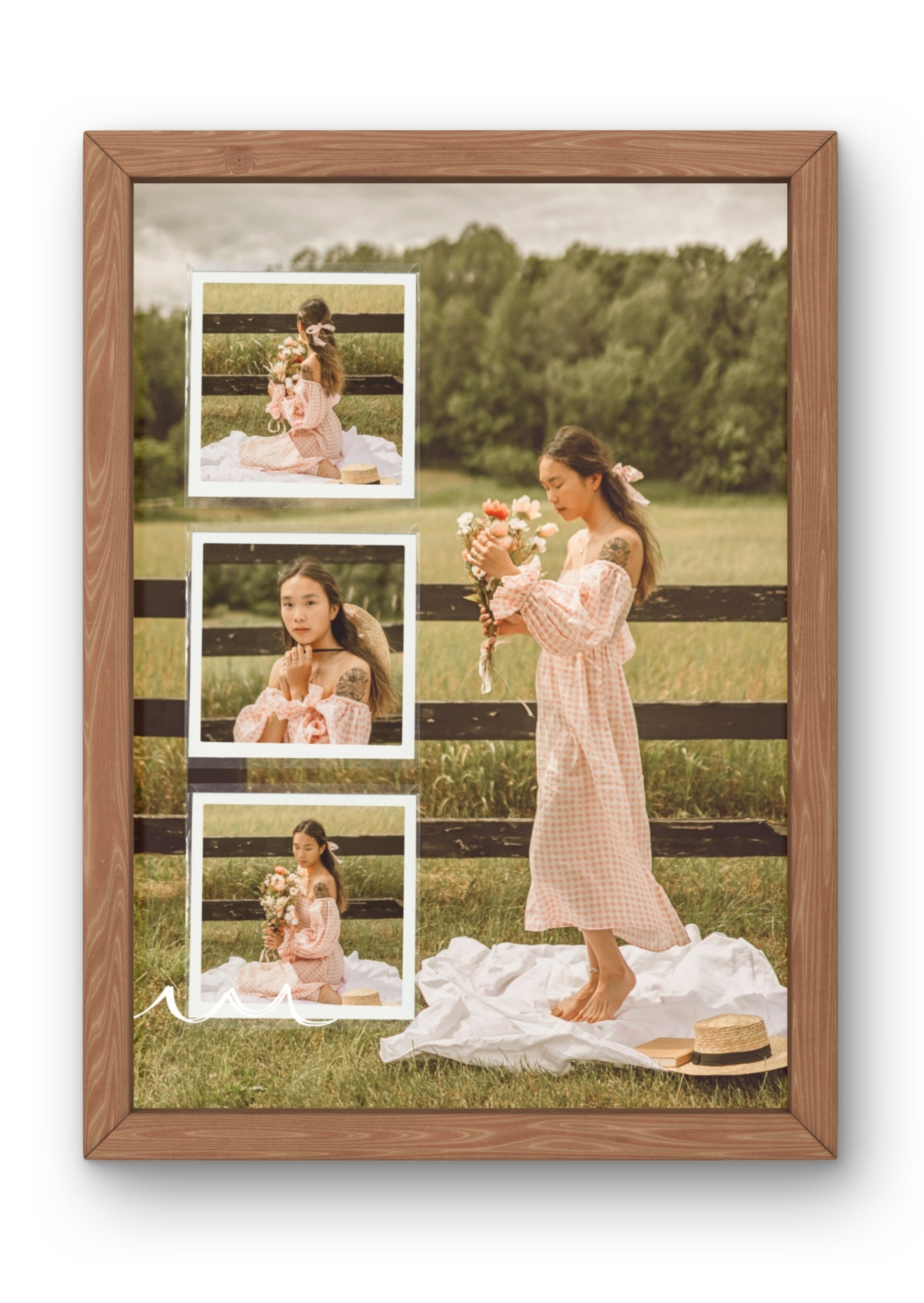 FrameYourMemories Aesthetic Outdoor Polaroid Photo Frame – Customized Nature & Portrait Collage Frame (12x8 Inch, 0.5 Inch Breadth)
