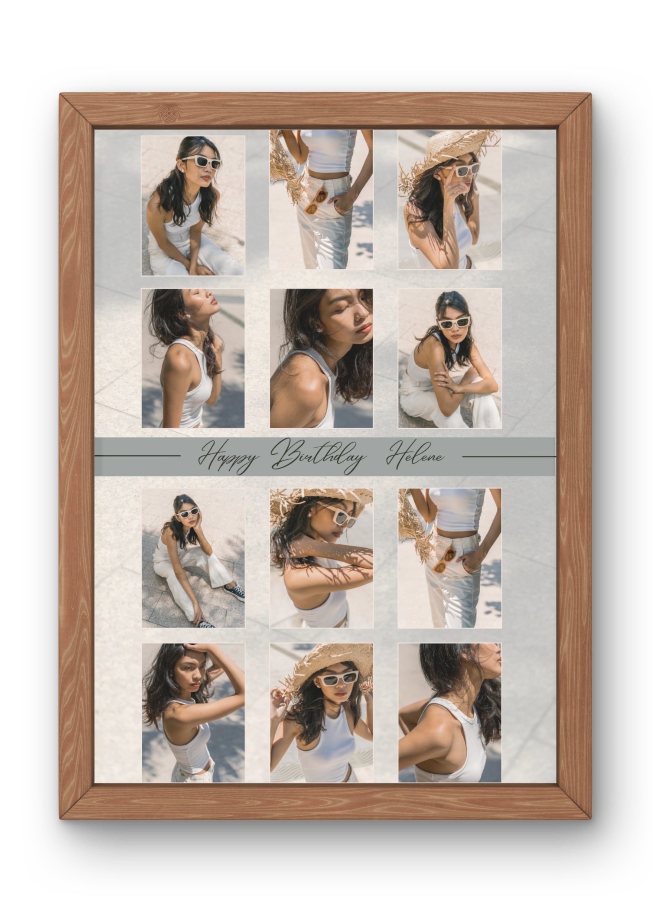 FrameYourMemories Customized 12-Photo Grid Collage Frame – Personalized Birthday & Memories Photo Frame (12x8 Inch, 0.5 Inch Breadth)