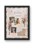 FrameYourMemories Customized Aesthetic Vintage Sister Birthday Frame – Personalized Scrapbook Photo Frame with Dried Flowers & Quotes (12x8 Inch, 0.5 Inch Breadth)