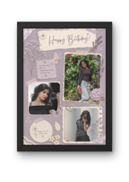 FrameYourMemories Customized Lavender Butterfly Scrapbook Birthday Frame – Aesthetic Floral Photo Collage Frame (12x8 Inch, 0.5 Inch Breadth)