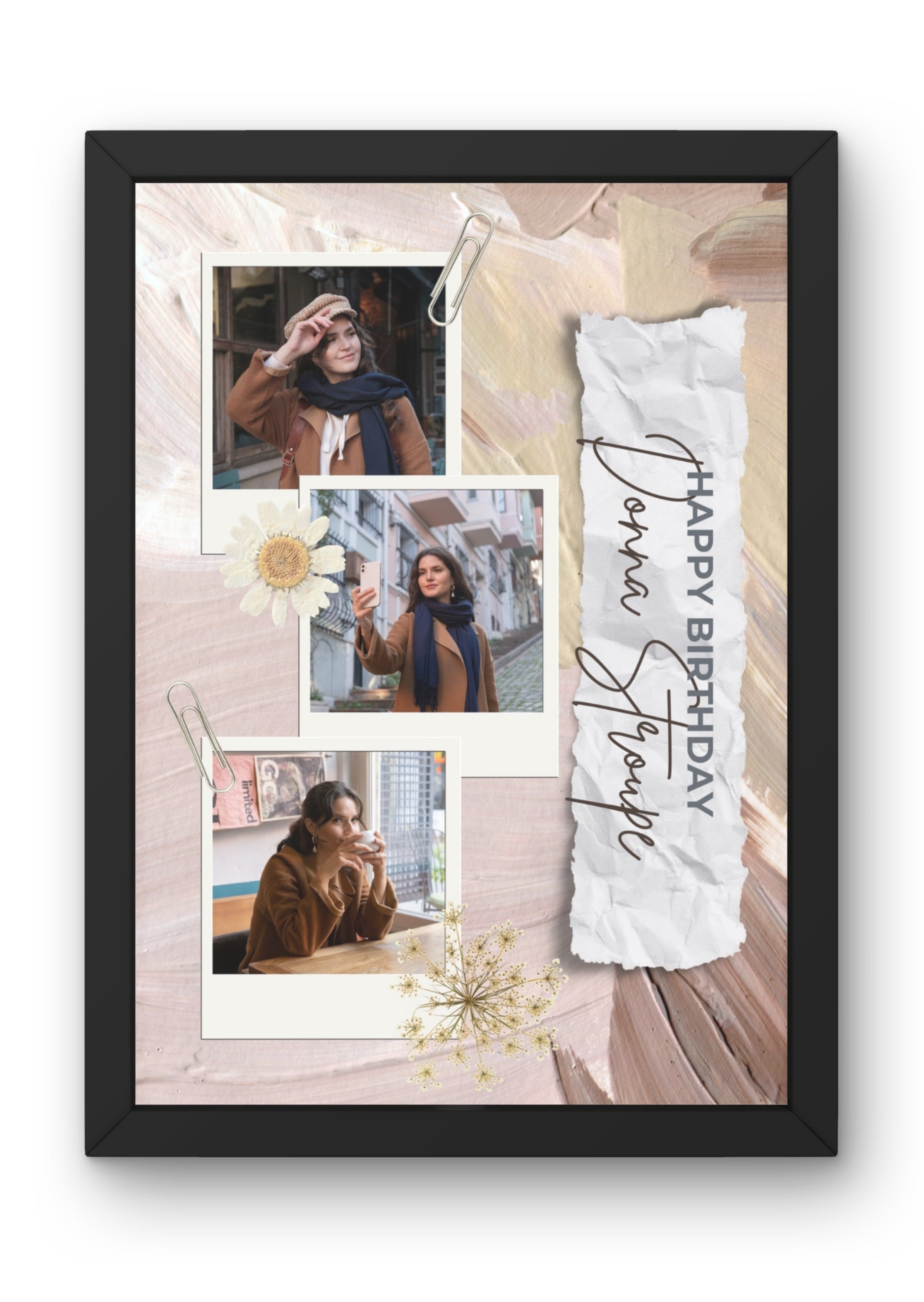 FrameYourMemories Personalized Scrapbook Style Photo Frame – Customized Birthday Collage Frame (12x8 Inch, 0.5 Inch Breadth)