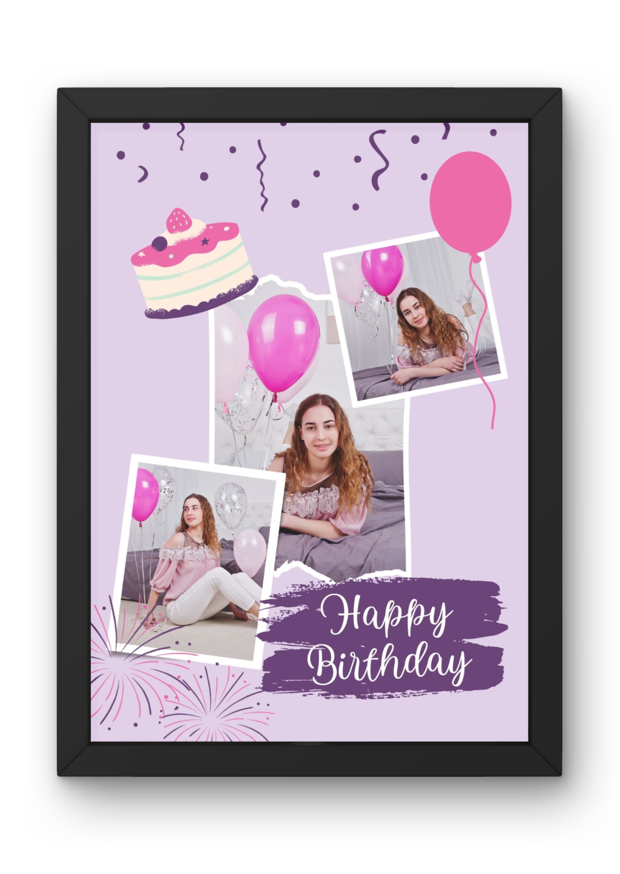 FrameYourMemories Personalized Happy Birthday Photo Frame – Customized Celebration Collage Frame (12x8 Inch, 0.5 Inch Breadth)