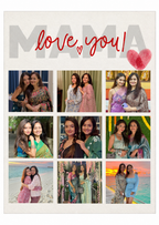 FrameYourMemories Customized "Love You MAMA" Photo Collage Frame – Minimalist 9-Photo Mother's Day & Birthday Grid Frame with Fingerprint Heart (12x8 Inch, 0.5 Inch Breadth)